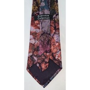 Executive Collection Mens Abstract Painterly Silk Blend Necktie Burgundy Blue